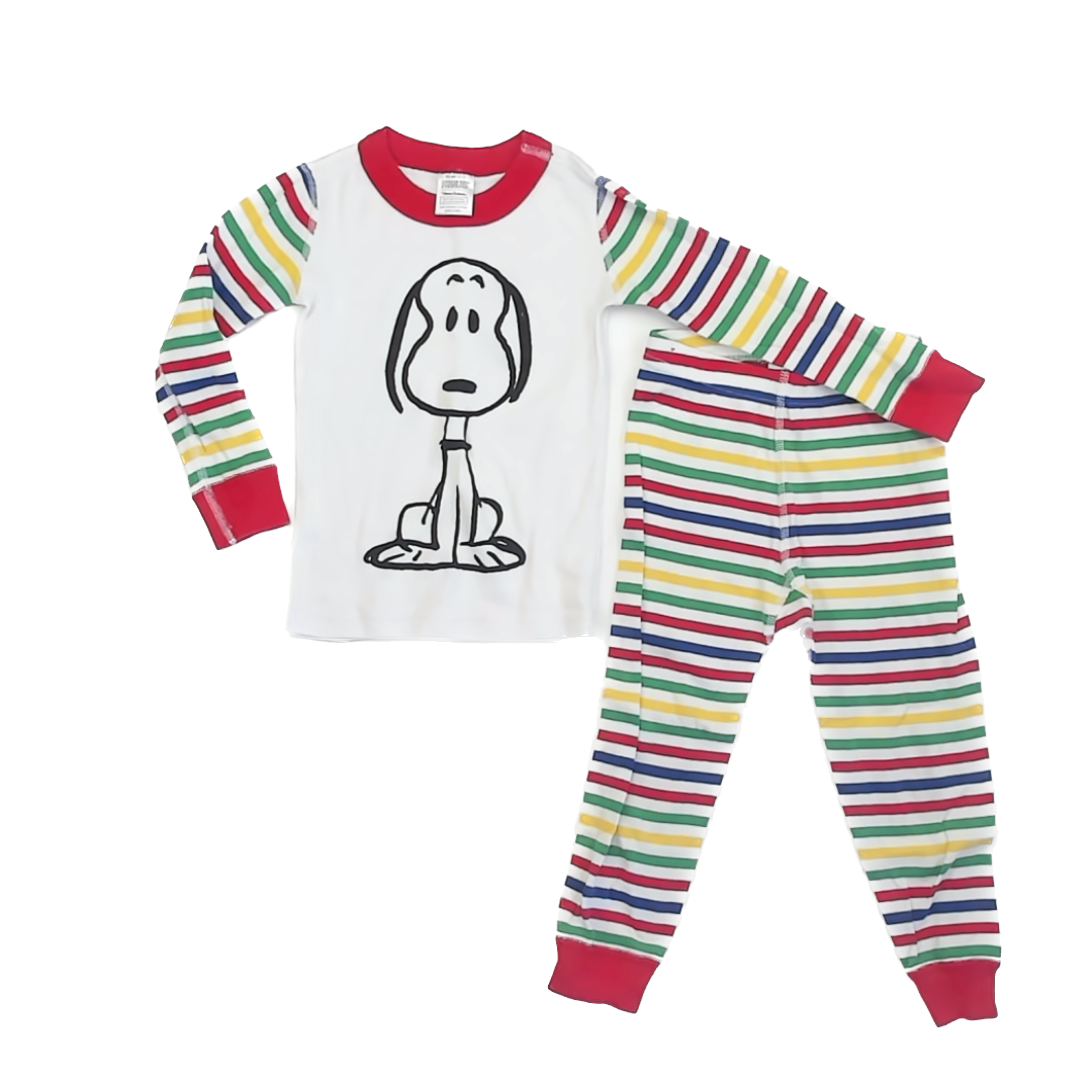 Hanna Andersson Boys White Peanuts 2-piece Pajamas Size: 3T White Peanuts