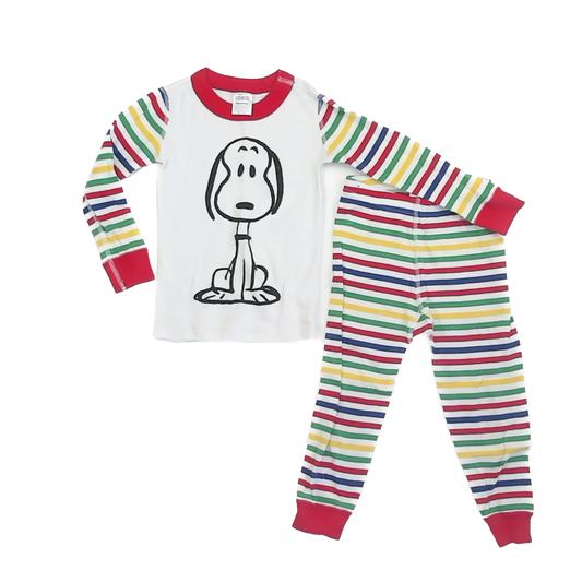 Hanna Andersson Boys White Peanuts 2-piece Pajamas Size: 3T White Peanuts