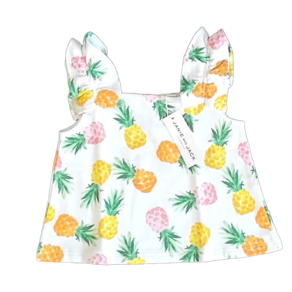Janie and Jack Girls White Pineapples Tank Top Size: 5T White Pineapples