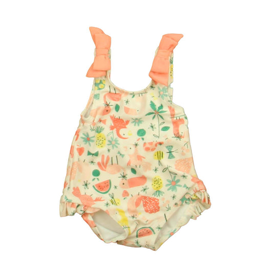 Gymboree Girls White | Pink Birds 1-piece Swimsuit Size: 3-6 Months White | Pink Birds