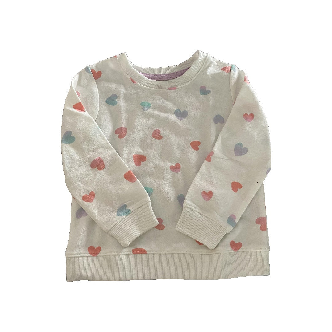 Cat & Jack Girls White | pink | Blue | Hearts Long Sleeve Shirt Size: 3T White | pink | Blue | Hearts