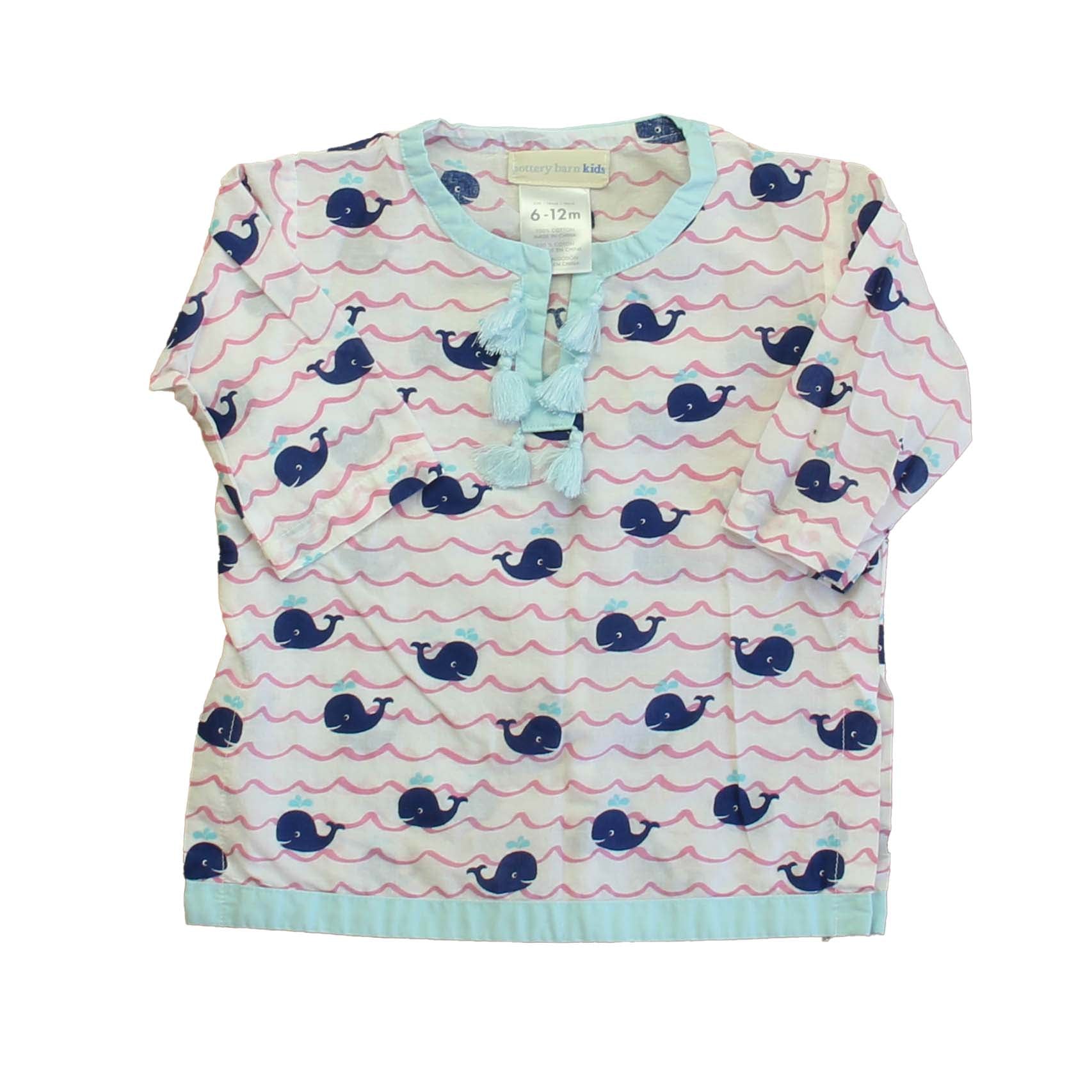 Pottery Barn Kids Girls White | Pink | Blue Whales Cover-up Size: 6-12 Months White | Pink | Blue Whales