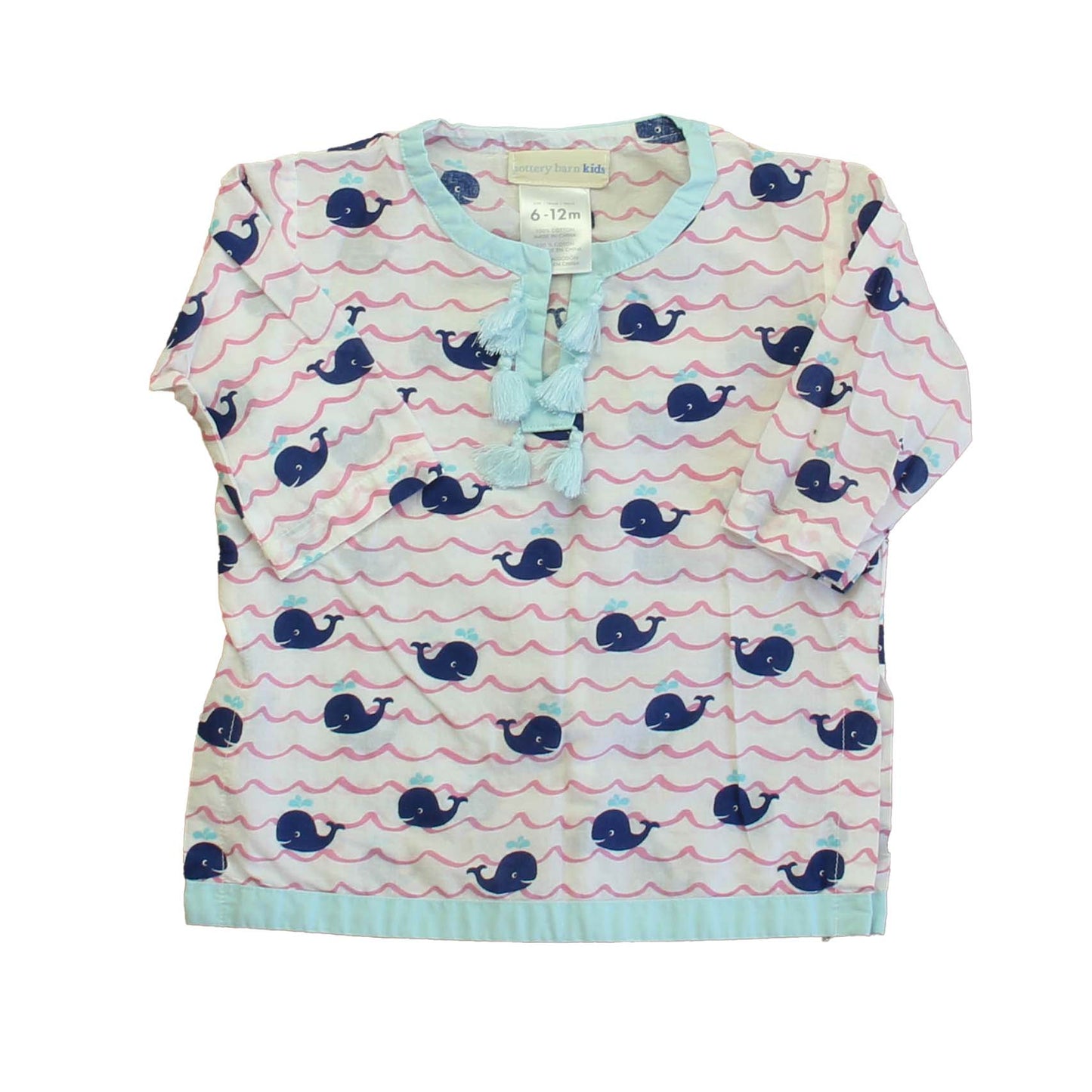Pottery Barn Kids Girls White | Pink | Blue Whales Cover-up Size: 6-12 Months White | Pink | Blue Whales