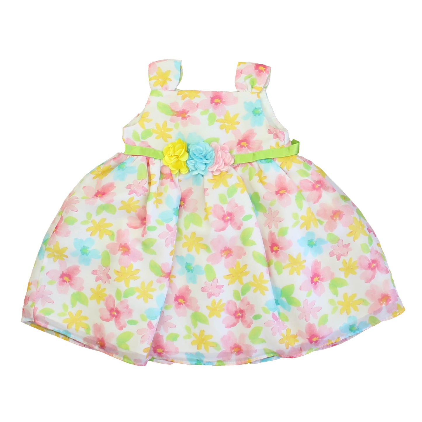 Youngland Girls White | Pink | Blue | Yellow Dress Size: 24 Months White | Pink | Blue | Yellow