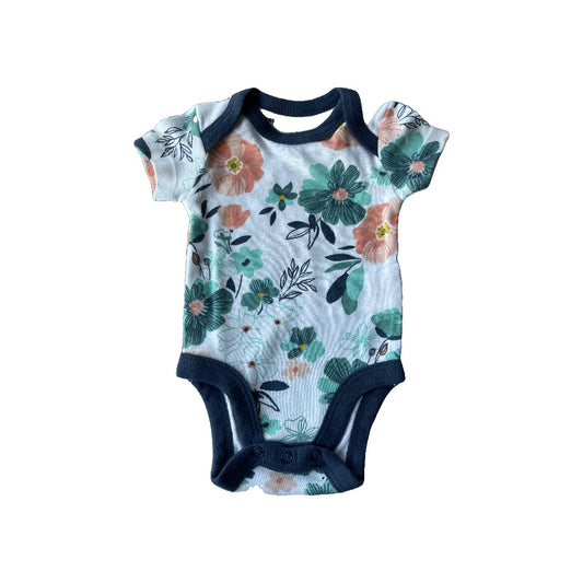 Honest Co Girls White | pink | Blue Onesie Size: Preemie White | pink | Blue