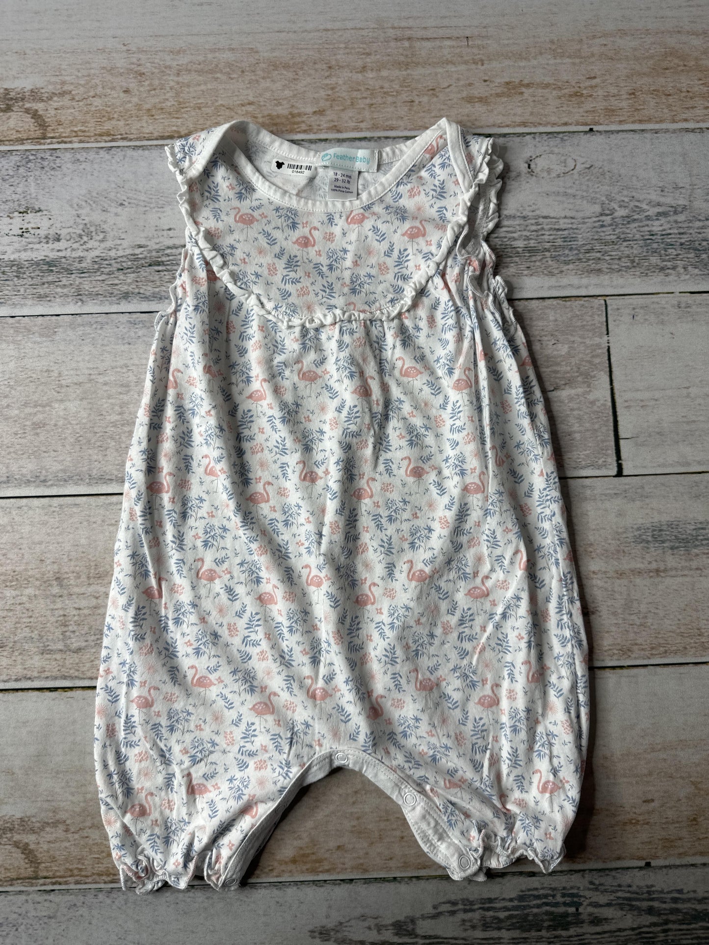 Feather Baby Girls White | pink | Blue Romper Size: 18-24 months White | pink | Blue