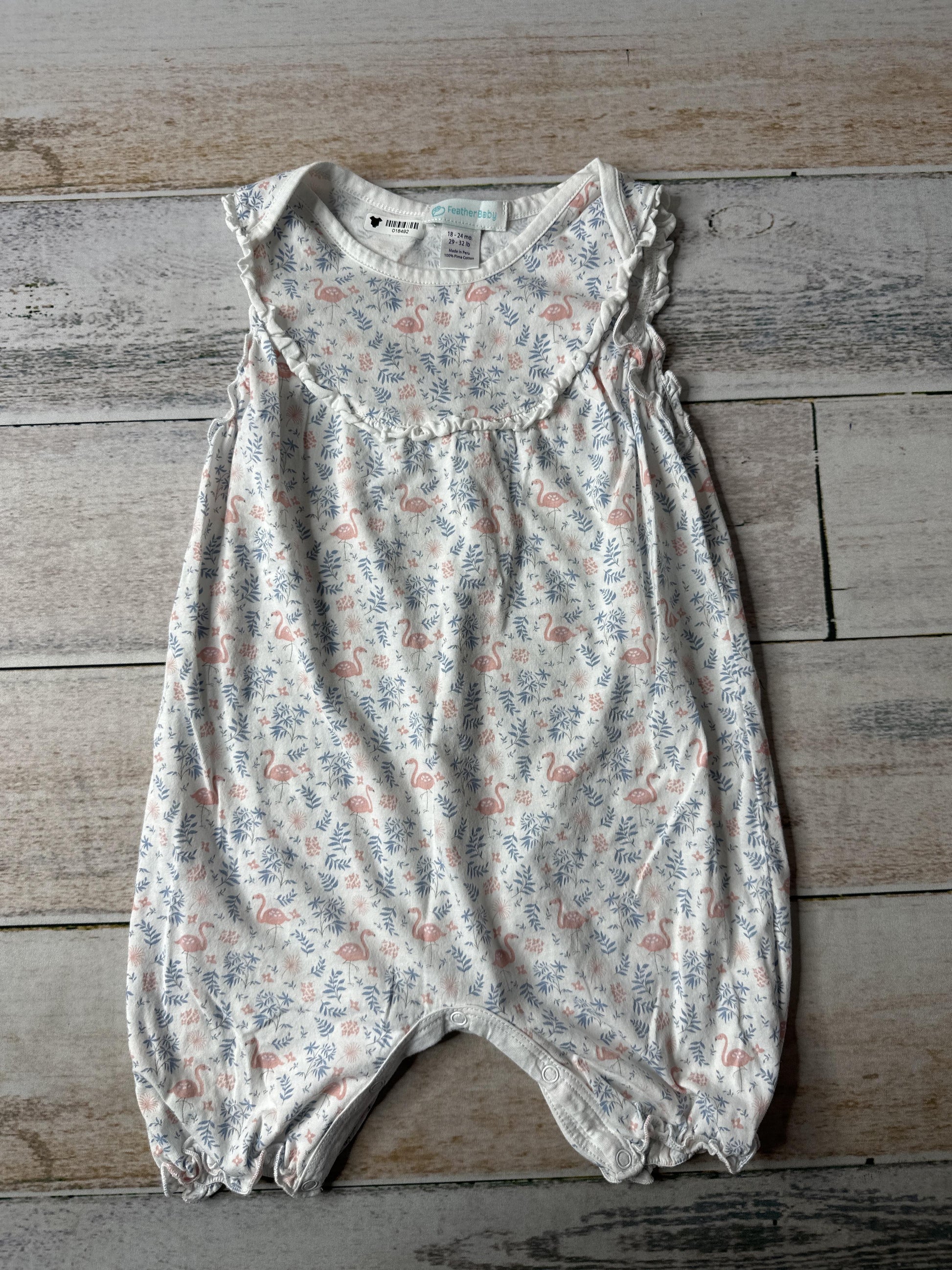Feather Baby Girls White | pink | Blue Romper Size: 18-24 months White | pink | Blue