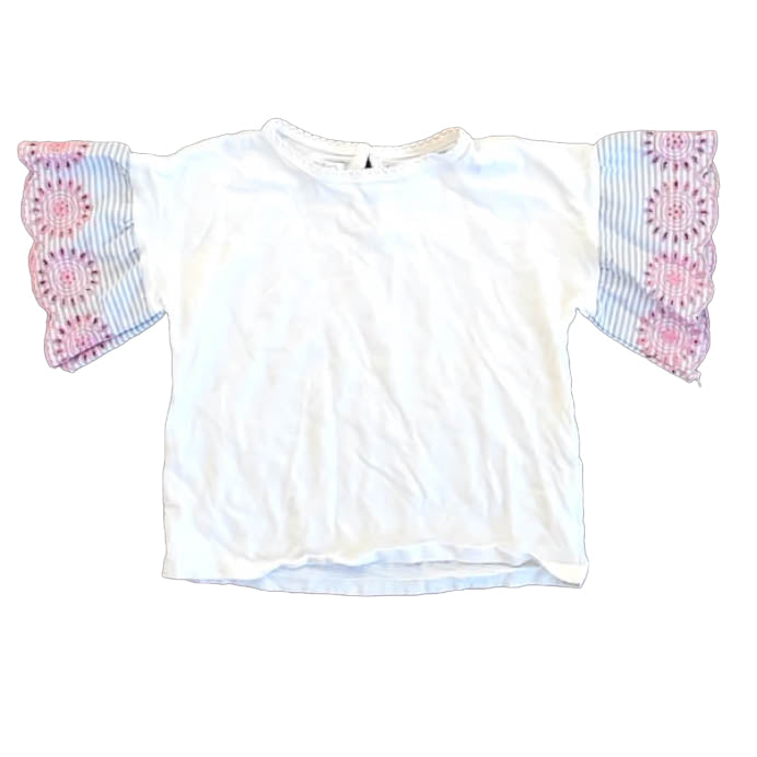 Mudpie Girls White | Pink | Blue T-Shirt Size: 2-3T White | Pink | Blue