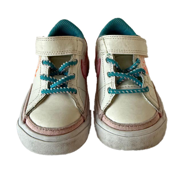 Nike Unisex White | Pink | Blue Sneakers Size: 7 Toddler