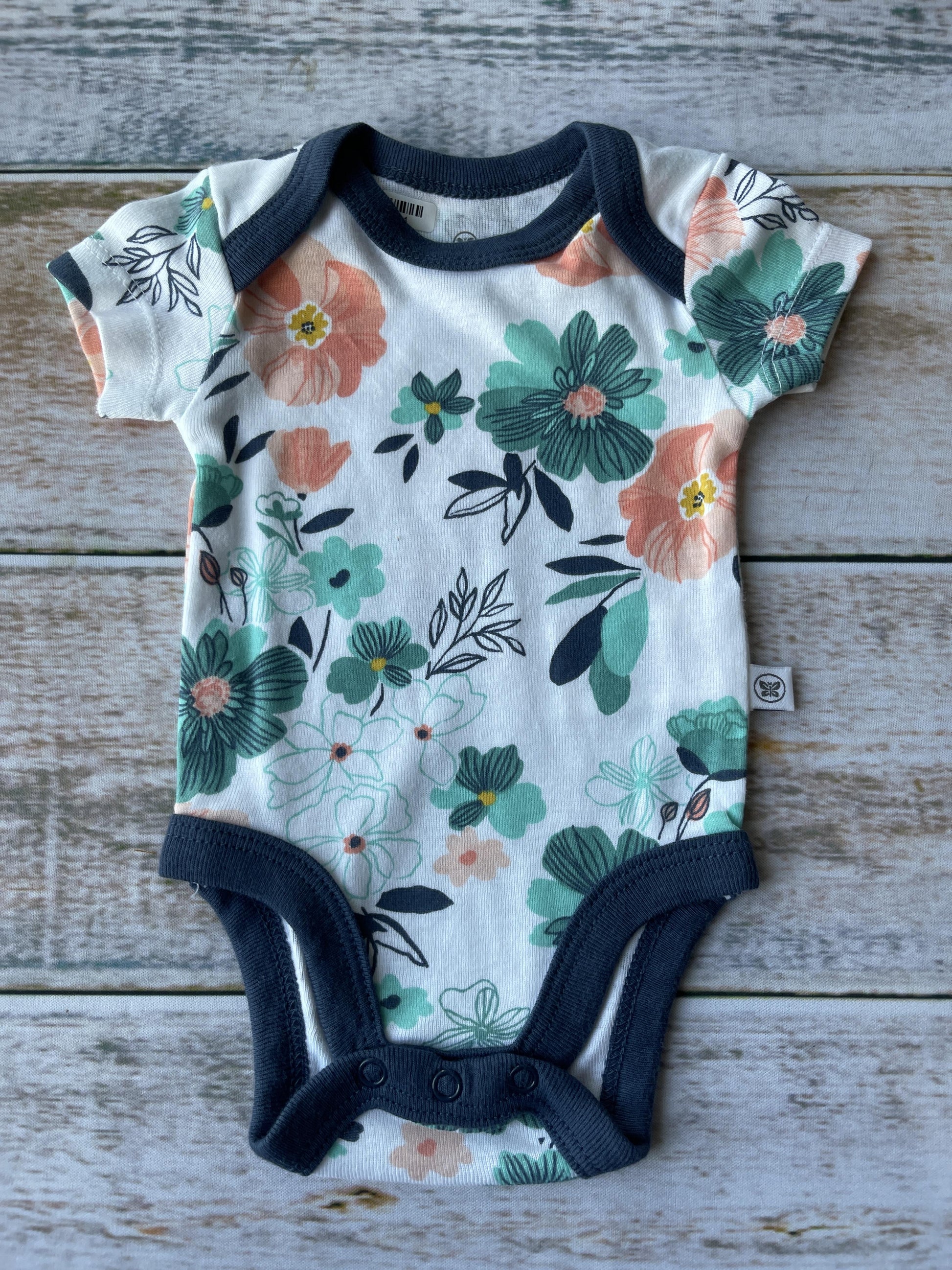 Honest Co Girls White | pink | Blue Onesie Size: Preemie White | pink | Blue