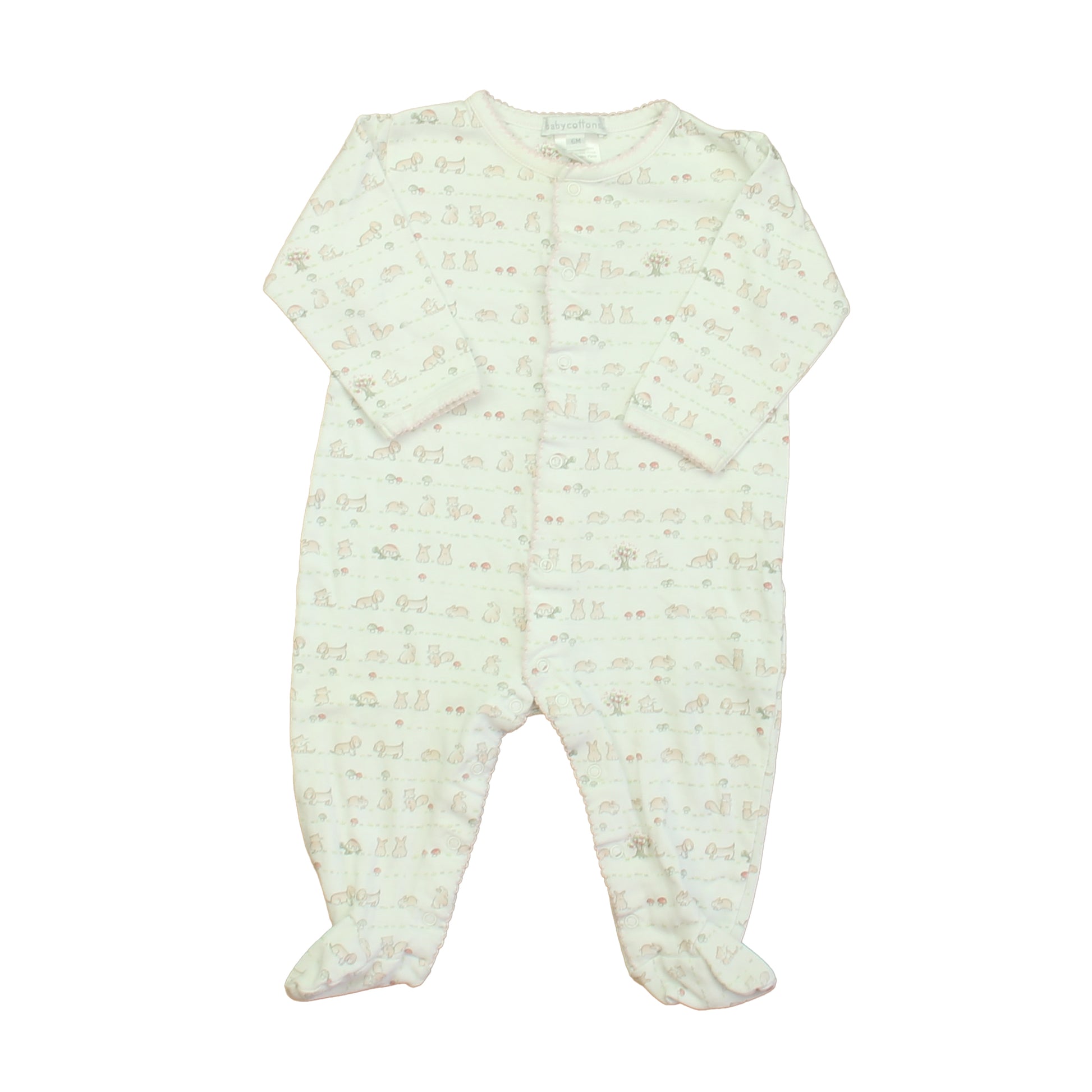 Baby Cottons Girls White | Pink Bunnies Long Sleeve Outfit Size: 6 Monhs White | Pink Bunnies