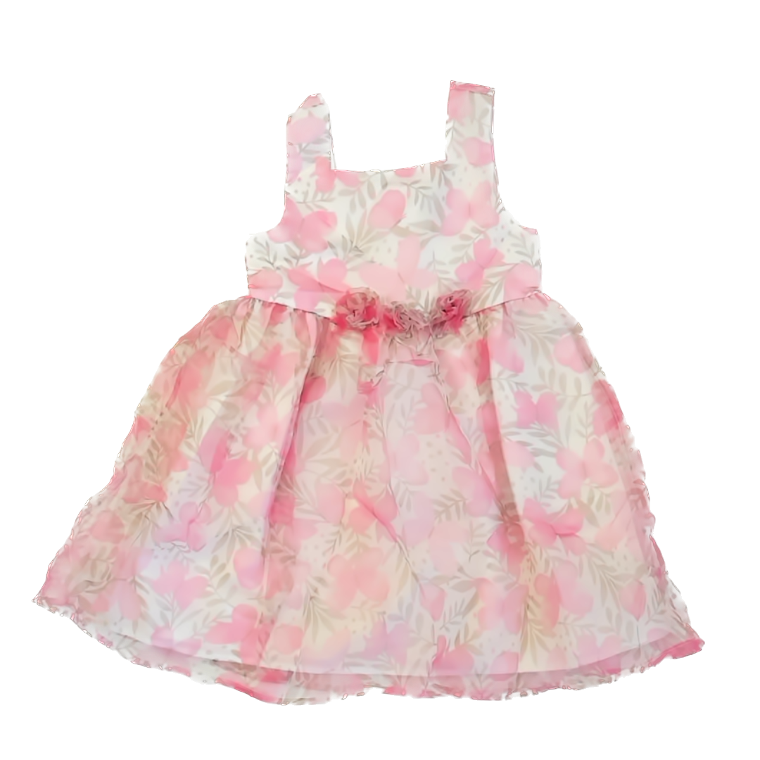 Catherine Malandrino Girls White | Pink Butterfly Special Occasion Dress Size: 7 Years White | Pink Butterfly