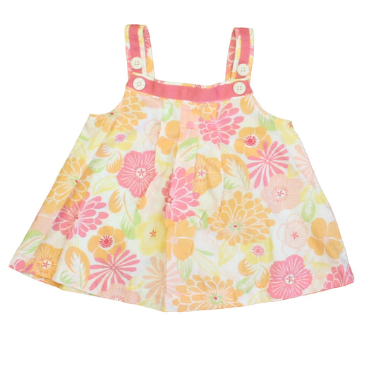 Janie and Jack Girls White | Pink | Coral Floral Blouse Size: 3T White | Pink | Coral Floral