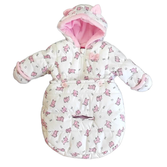 London Fog Girls White | Pink Dogs Snowsuit Size: 0-6 Months White | Pink Dogs