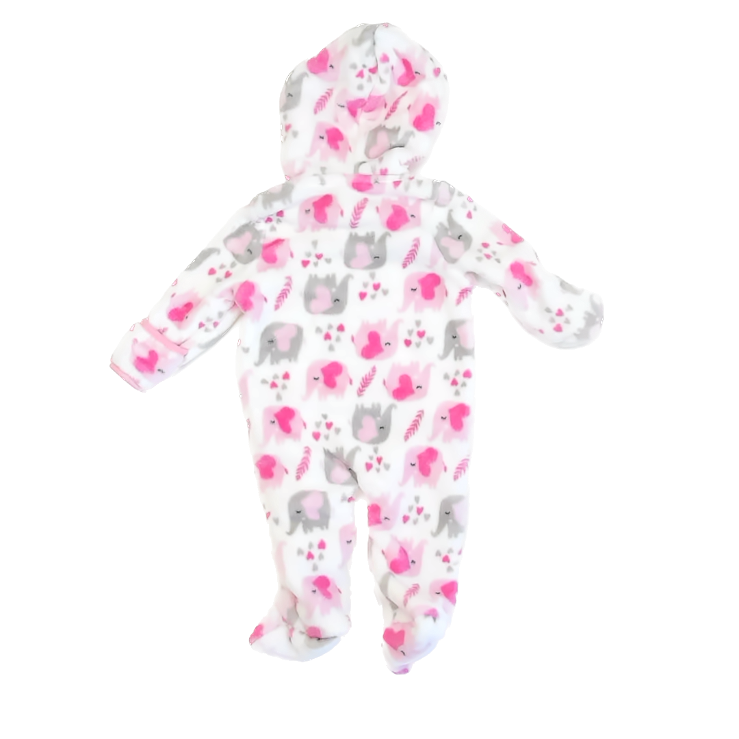 Little Beginnings Girls White | Pink Elephants Onesie Size: 3-6 Months White | Pink Elephants