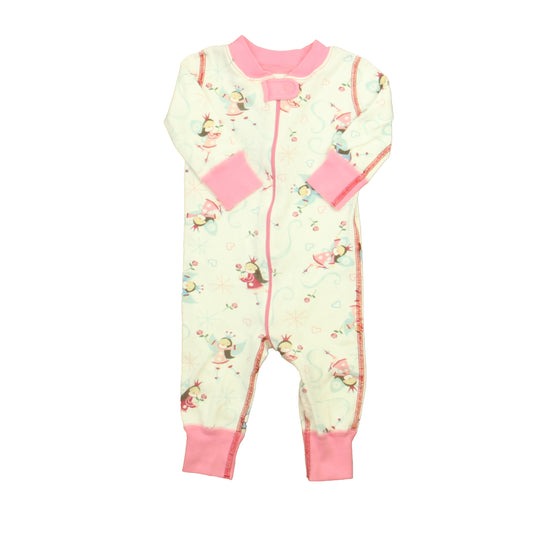 Hanna Andersson Girls White | Pink Fairies 1-piece Non-footed Pajamas Size: 6-9 Months White | Pink Fairies