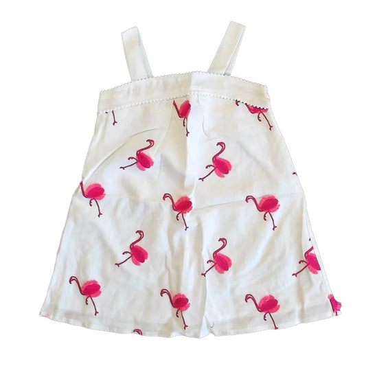 Janie and Jack Girls White | Pink Flamingos Dress Size: 2T White | Pink Flamingos