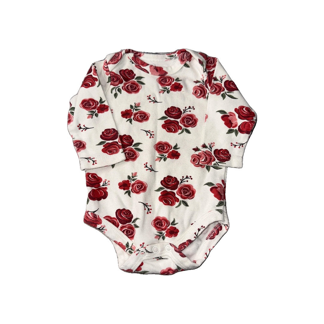 HB Girls White | Pink floral | Red Onesie Size: 0-3 months White | Pink floral | Red