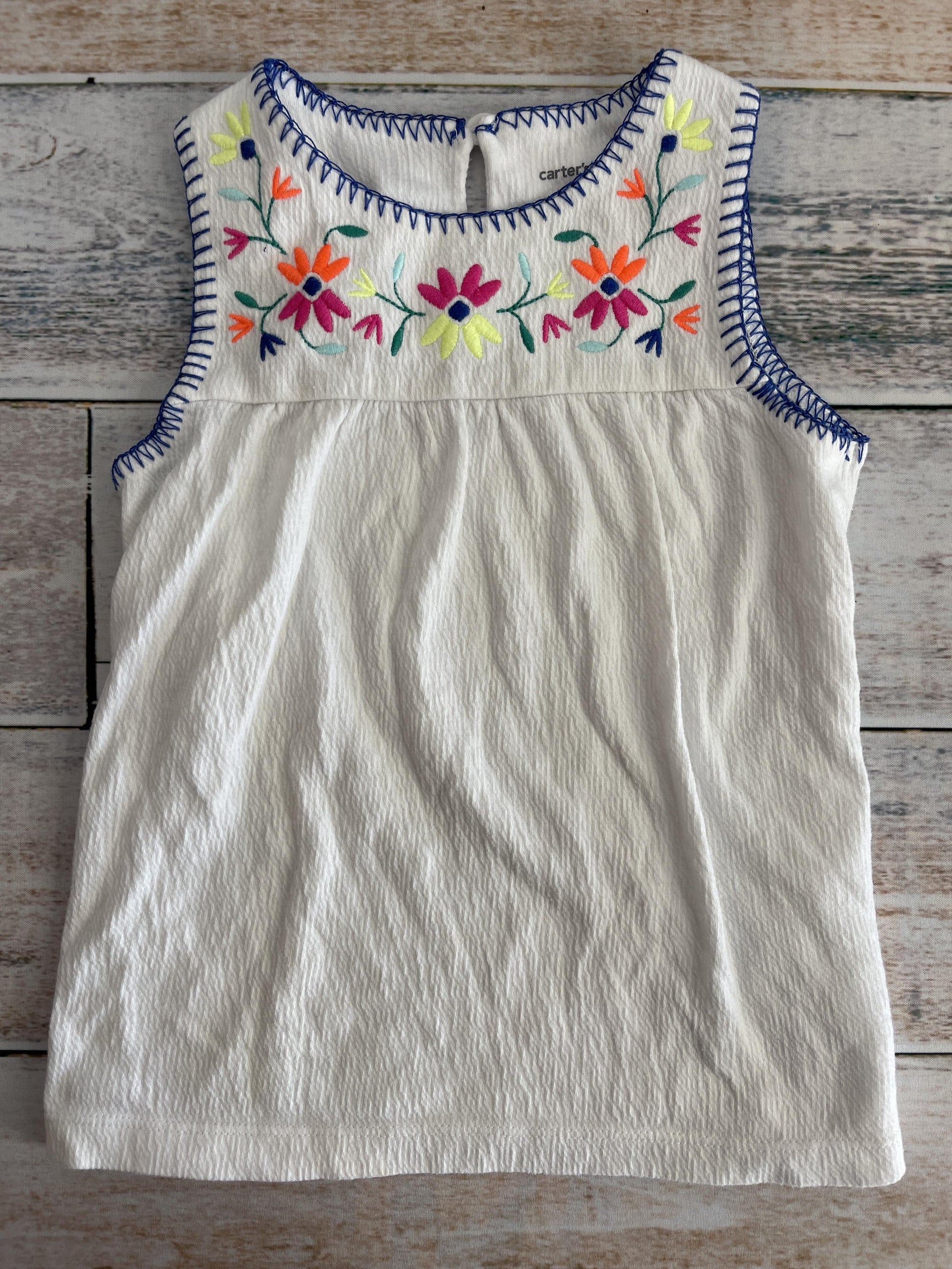 Carters Girls White | Pink floral Tank Top Size: 4T White | Pink floral