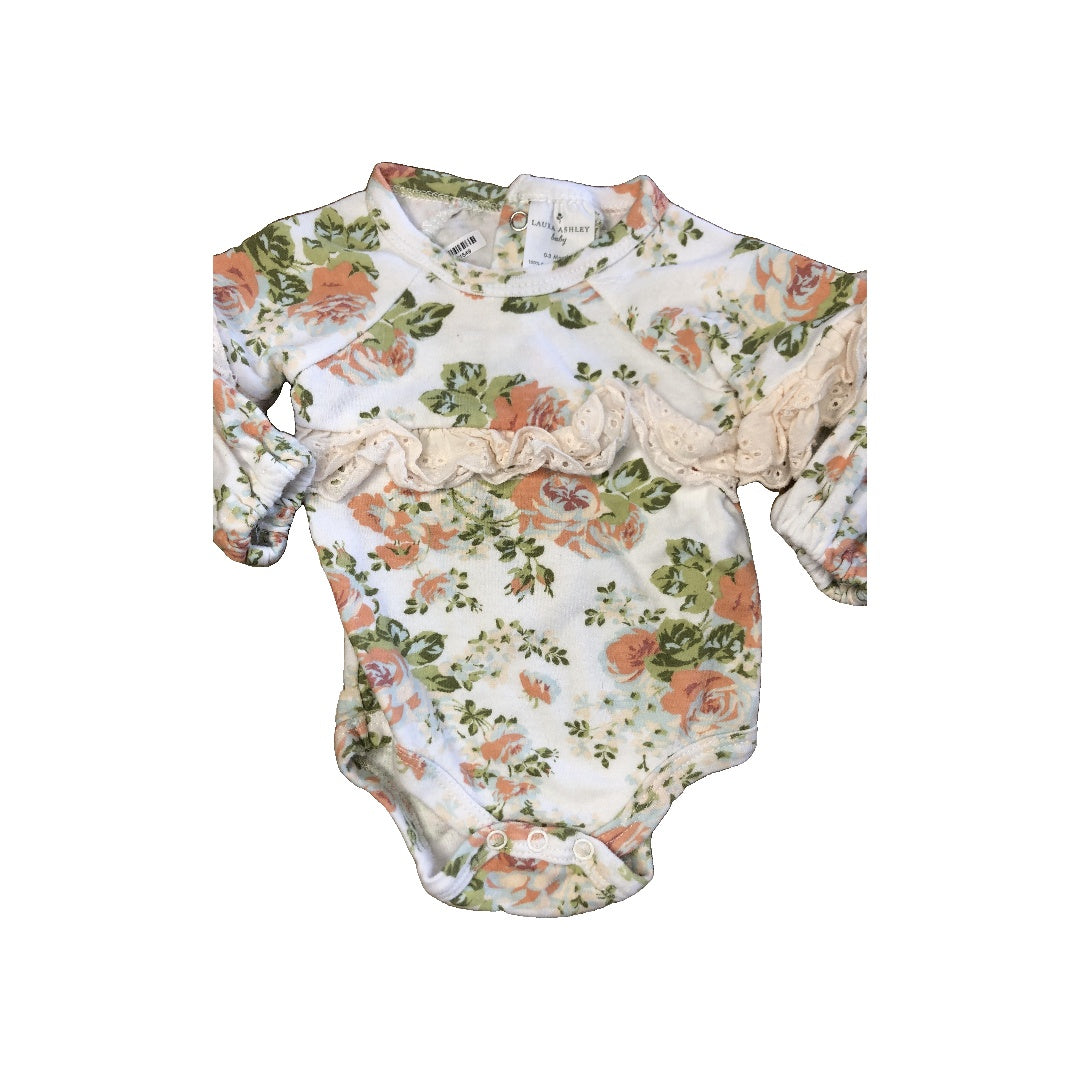 Laura Ashley Girls White | Pink floral Onesie Size: 3 months White | Pink floral
