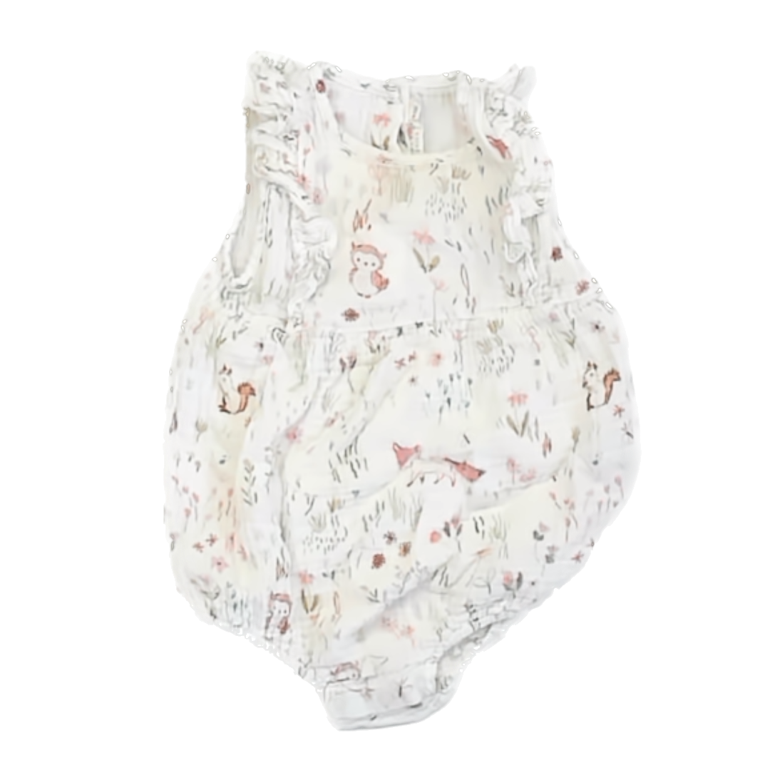 Elegant Baby Organics Girls White | Pink Floral Onesie Size: 9-12 Months White | Pink Floral