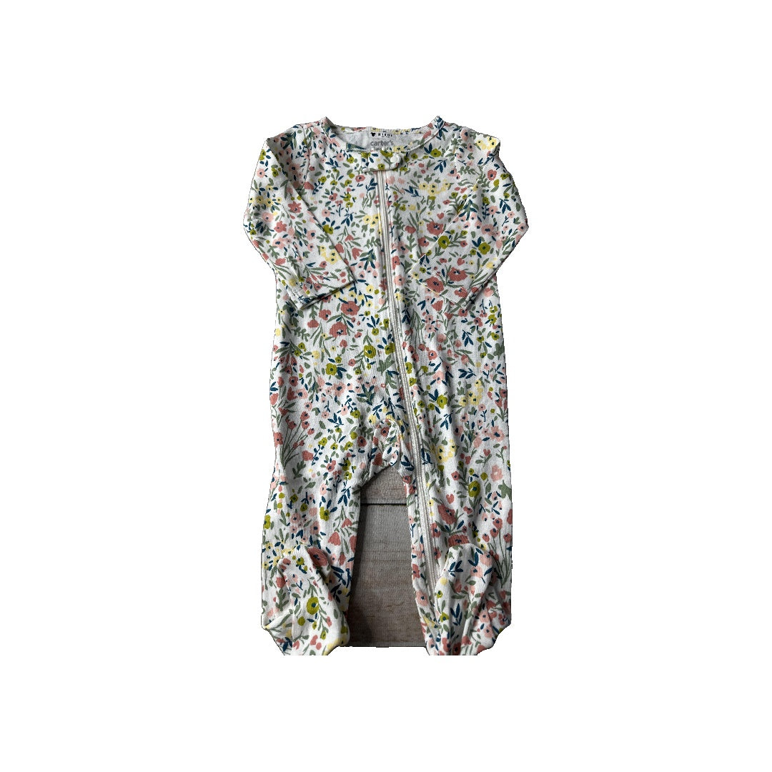Carters Girls White | Pink floral Pajamas Size: 6-9 months White | Pink floral