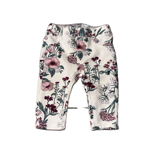 H&M Girls White | Pink floral Pants Size: 4-6 months White | Pink floral