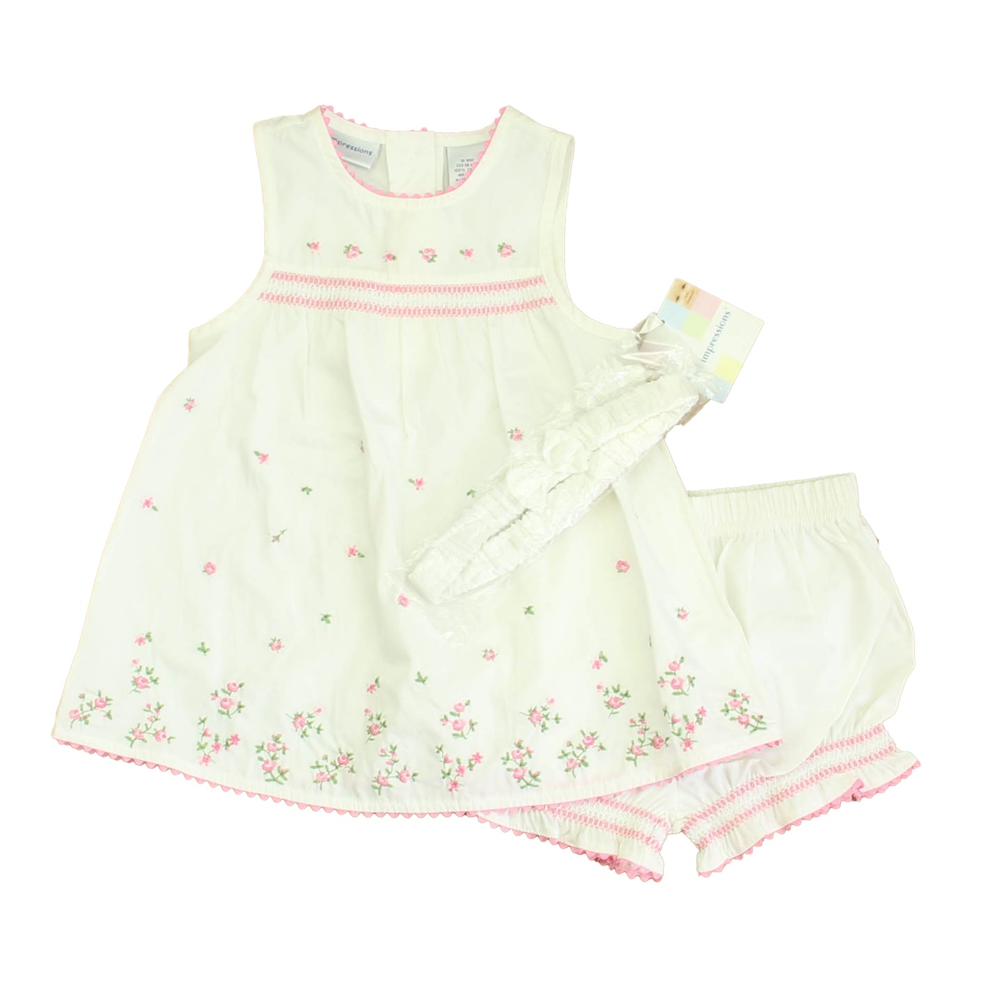 First Impressions Girls White | Pink Floral Dress Size: 12 Months