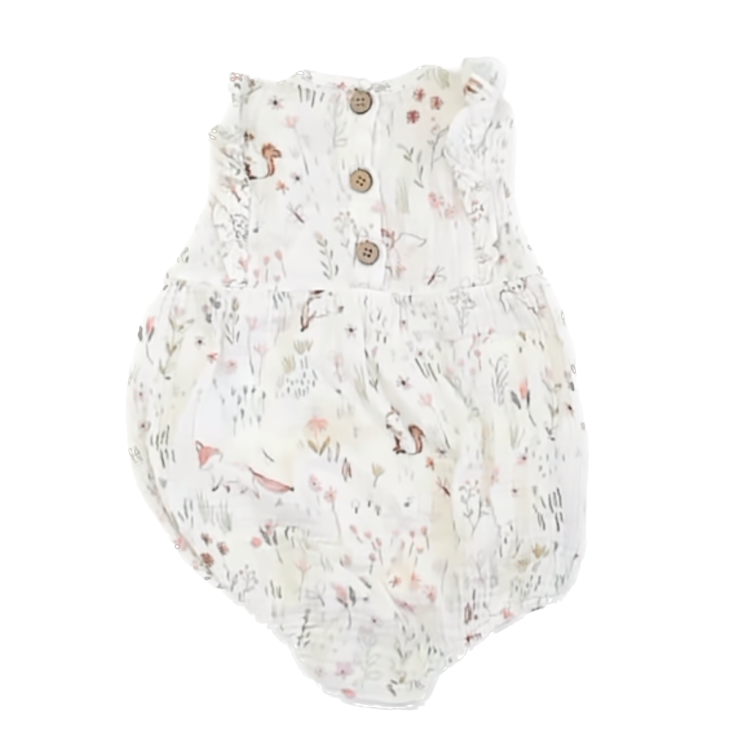 Elegant Baby Organics Girls White | Pink Floral Onesie Size: 9-12 Months White | Pink Floral