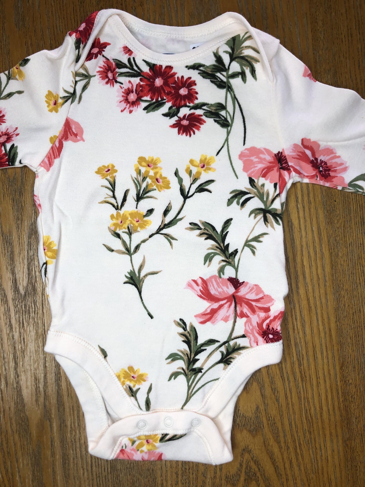 Old Navy Girls White | Pink floral Onesie Size: 3-6 months White | Pink floral
