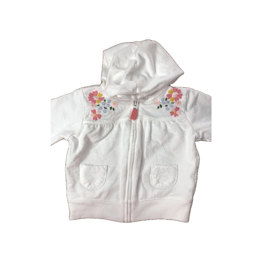 Carters Girls White | Pink floral Hoodie Size: 0-3 months White | Pink floral
