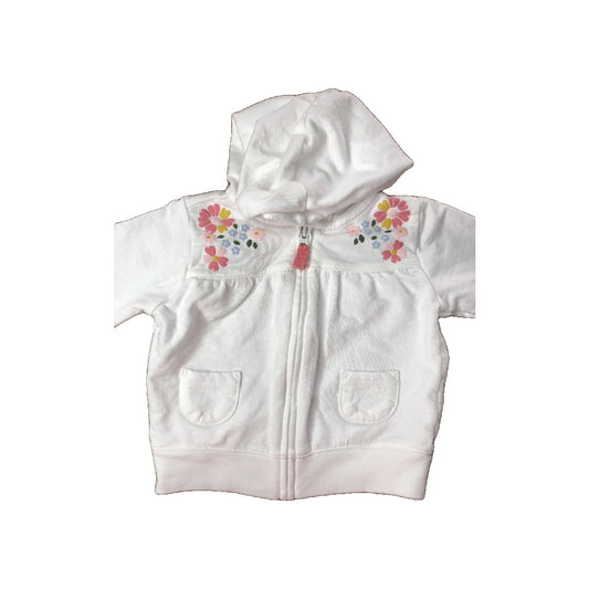 Carters Girls White | Pink floral Hoodie Size: 0-3 months White | Pink floral