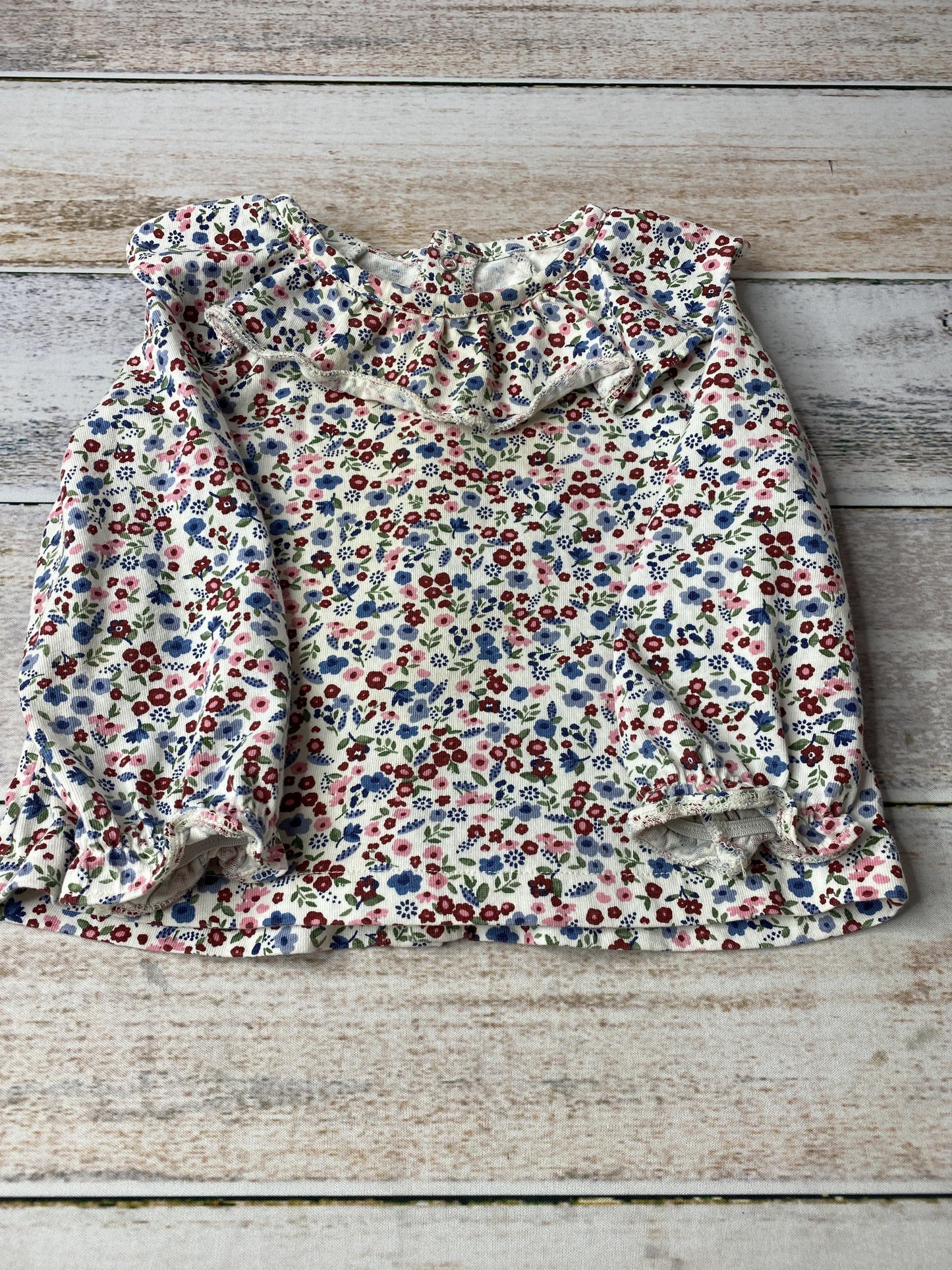 Oliver & Rain Girls White | Pink floral Long Sleeve Shirt Size: 18 months White | Pink floral