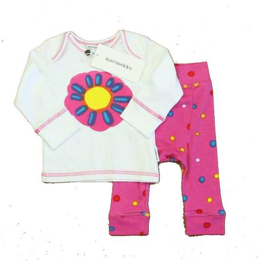 Marimekko Girls White | Pink Floral Apparel Sets Size: 3 Months White | Pink Floral