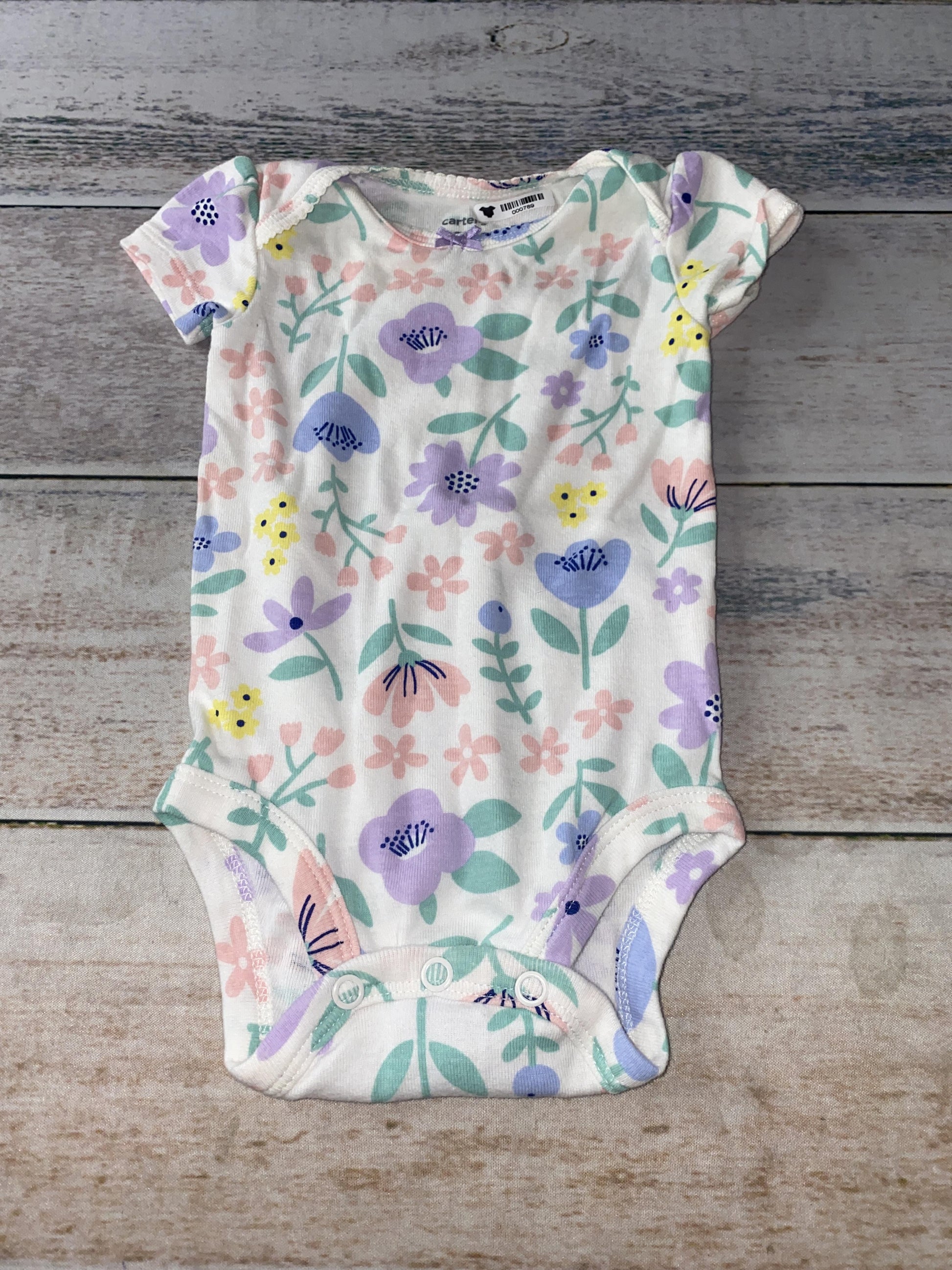 Carters Girls White | Pink floral Onesie Size: 3 months White | Pink floral