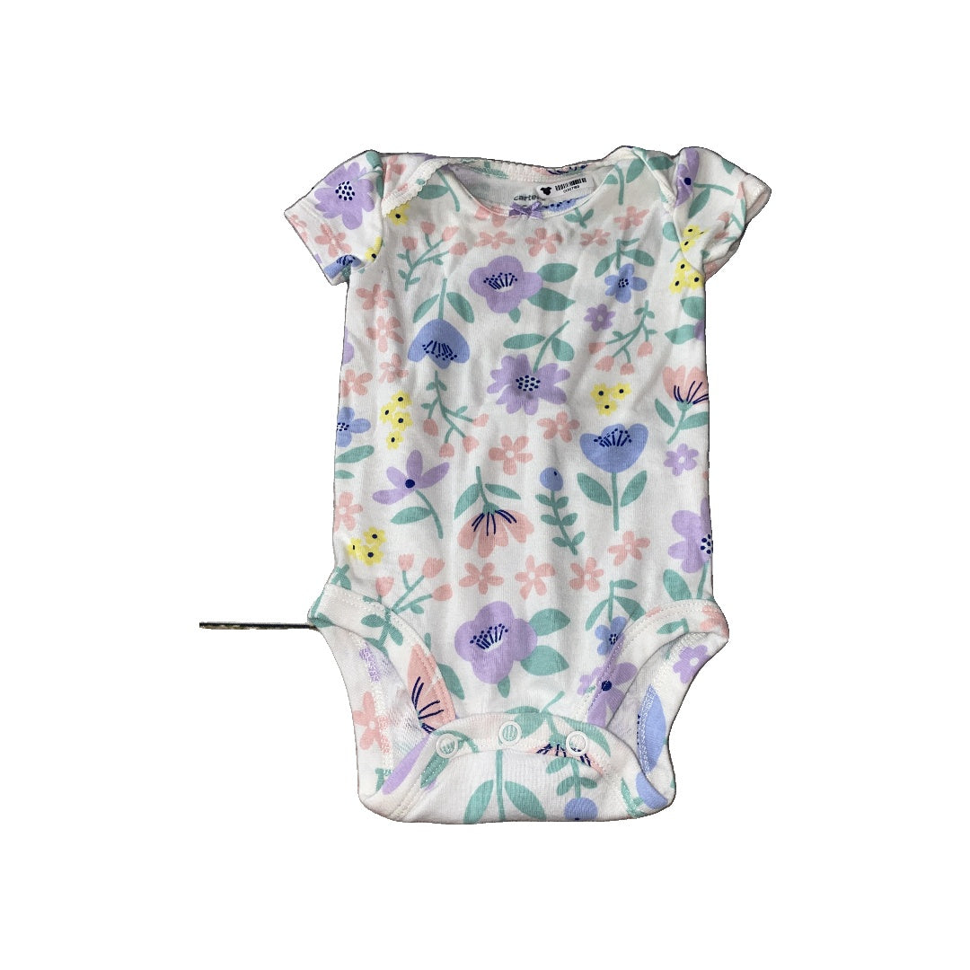 Carters Girls White | Pink floral Onesie Size: 3 months White | Pink floral