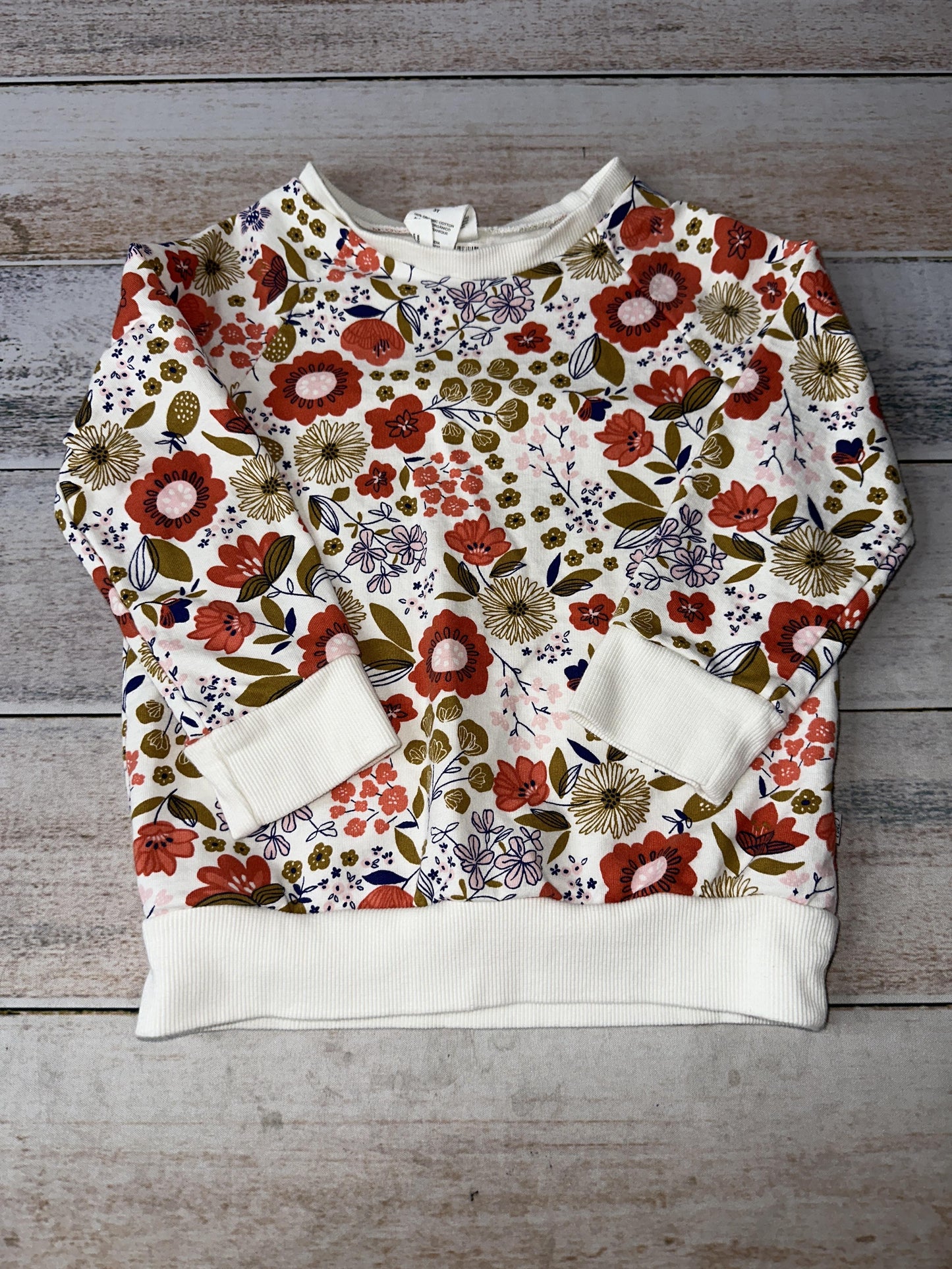 Honest Co Girls White | Pink floral Sweatshirt Size: 3T White | Pink floral
