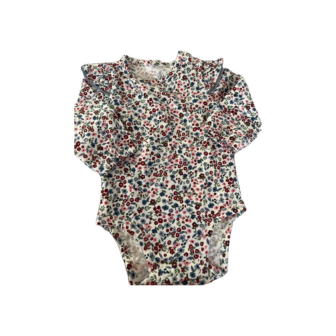 Oliver & Rain Girls White | Pink floral Onesie Size: 6 months White | Pink floral