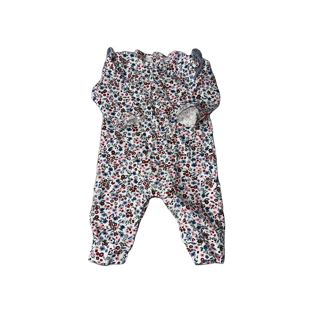 Oliver & Rain Girls White | Pink floral Long Sleeve Outfit Size: 3 months White | Pink floral