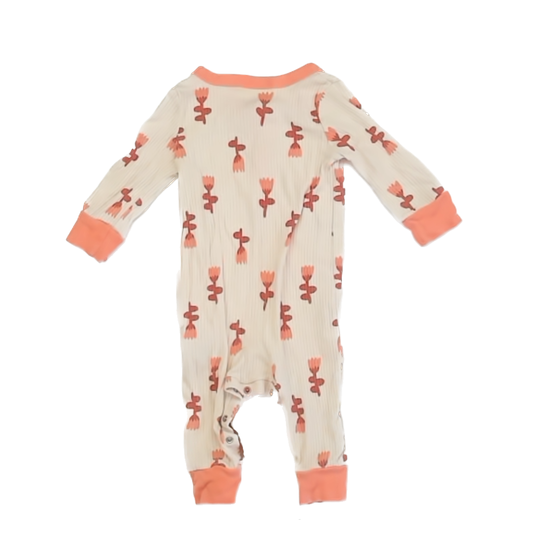 Cat & Jack Girls White | Pink Floral 1-piece Non-footed Pajamas Size: 6-9 Months White | Pink Floral