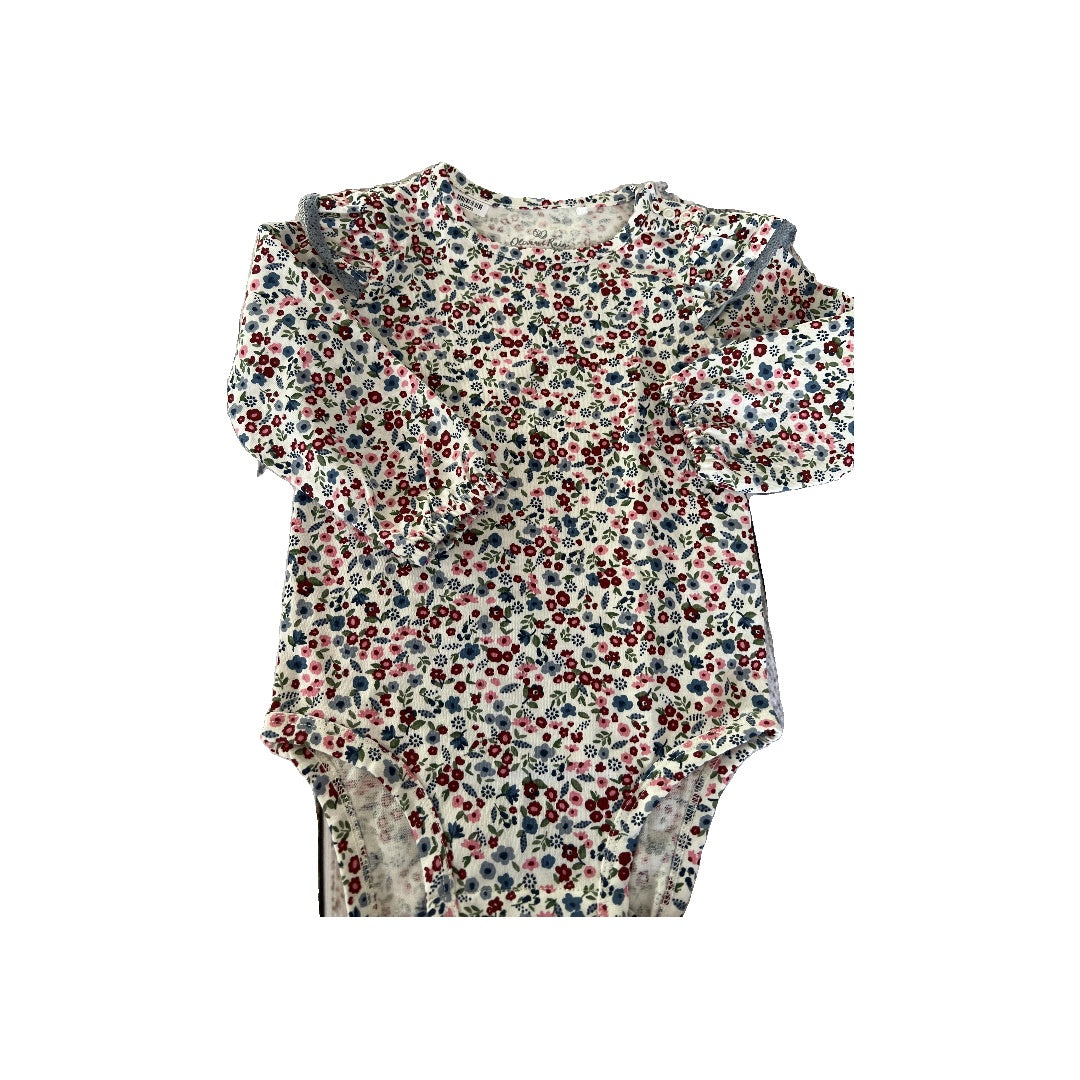 Oliver & Rain Girls White | Pink floral Onesie Size: 18 months White | Pink floral
