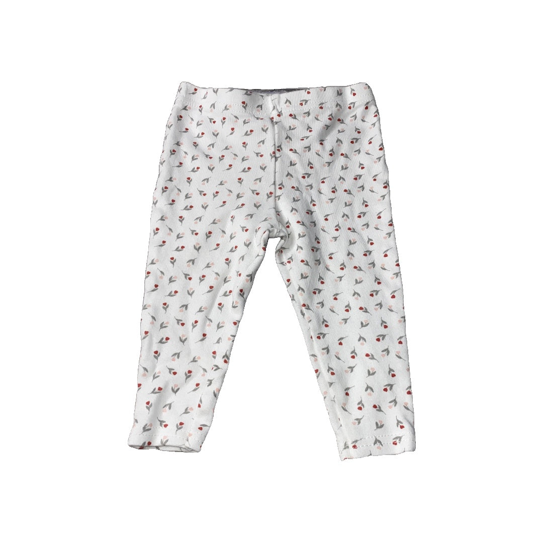 Rabbit Bear Girls White | Pink floral Pants Size: 6-9 months White | Pink floral