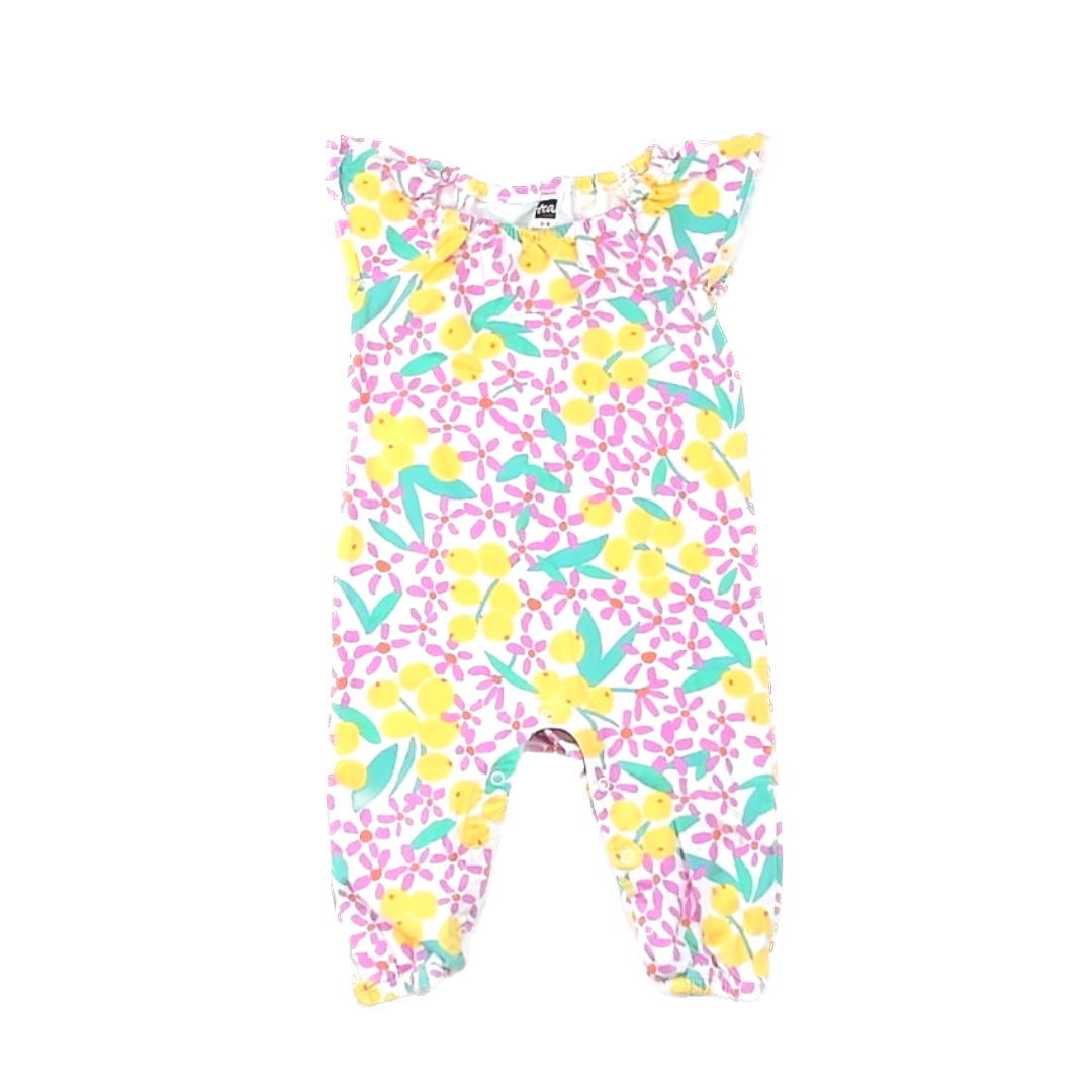 Tea Collection Girls White | Pink Flowers | Lemons Romper Size: 3-6 Month White | Pink Flowers | Lemons