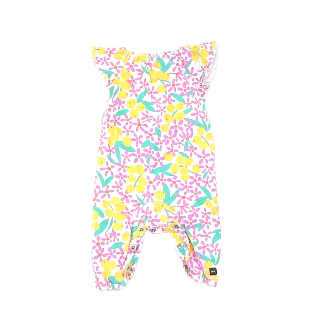 Tea Collection Girls White | Pink Flowers | Lemons Romper Size: 3-6 Month White | Pink Flowers | Lemons