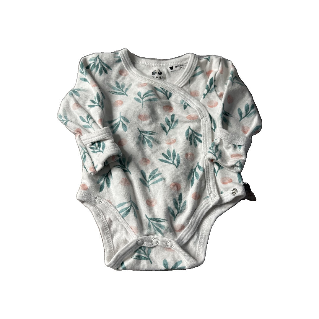 asher and olivia Girls White | pink | light green Onesie Size: 0-3 months White | pink | light green