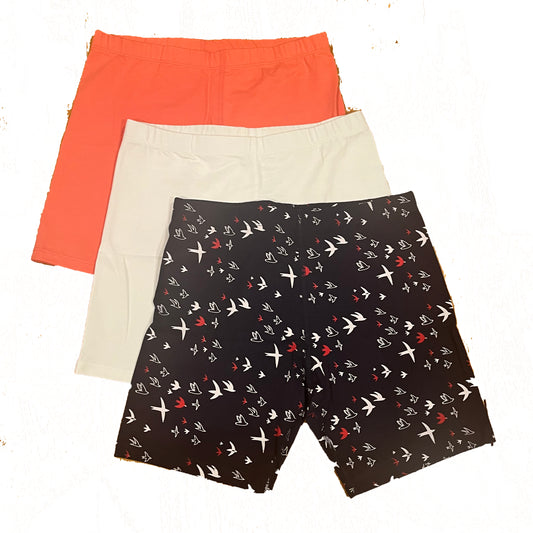 Mightly Girls White | Pink | Navy Birds Shorts Size: 6-14 Years