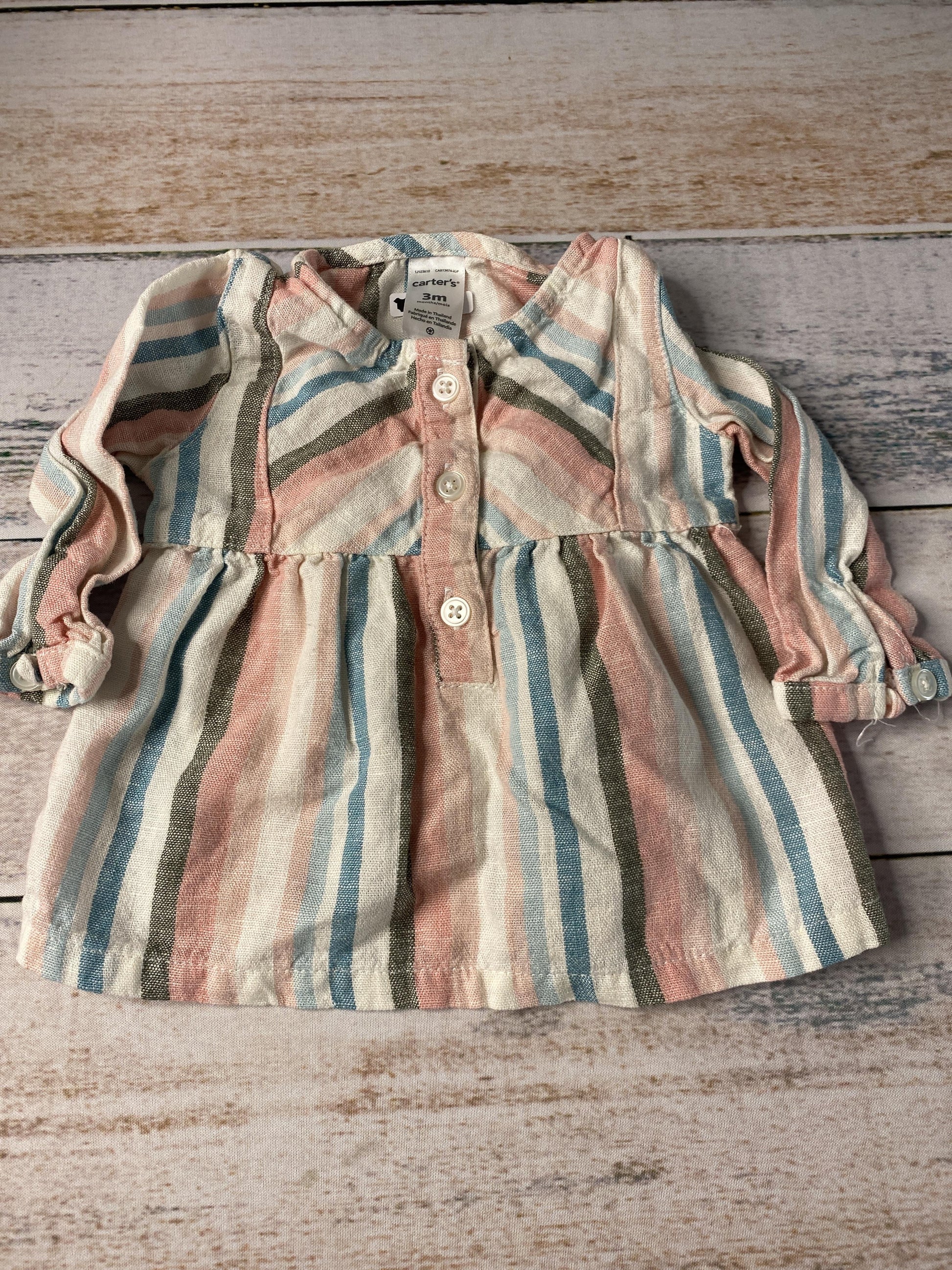 Carters Girls White | pink | Navy Blue | Light Blue Long Sleeve T-Shirt Size: 3 months White | pink | Navy Blue | Light Blue