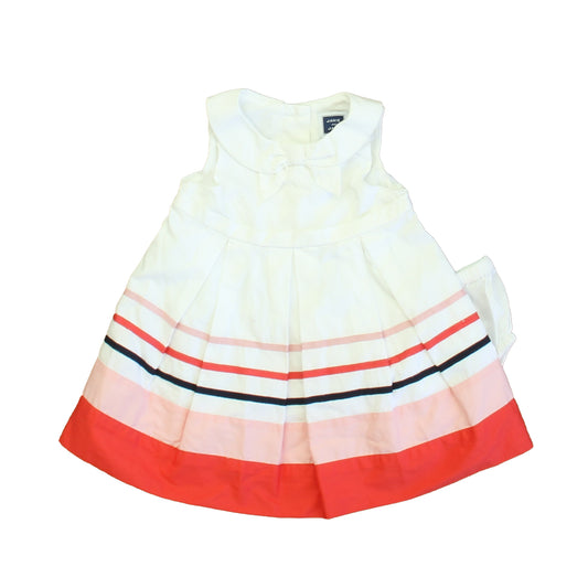 Janie and Jack Girls White | Pink | Navy Dress Size: 0-3 Months
