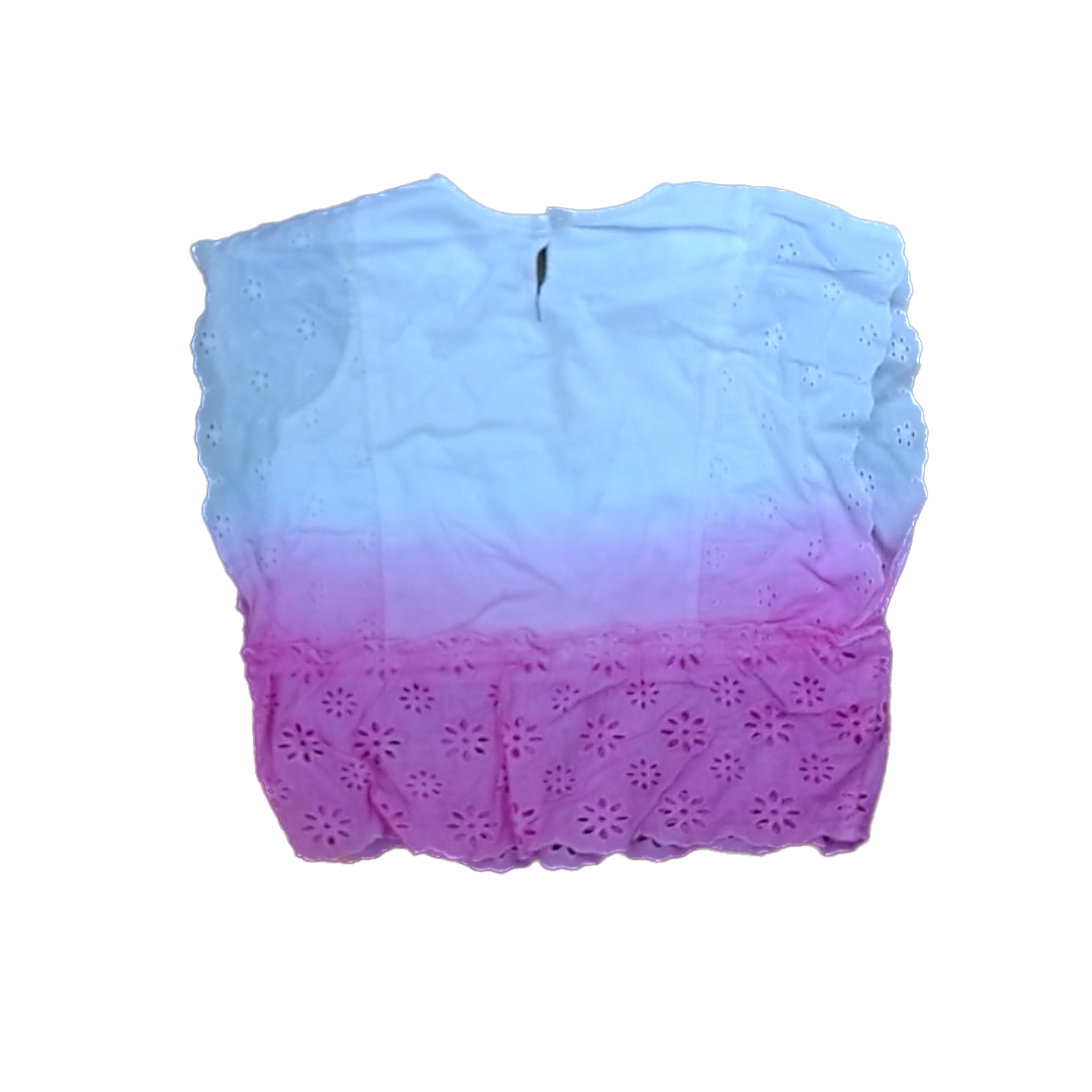 Rockets Of Awesome Girls White | Pink Ombre Floral Lace Short Sleeve Shirt Size: 4T White | Pink Ombre Floral Lace