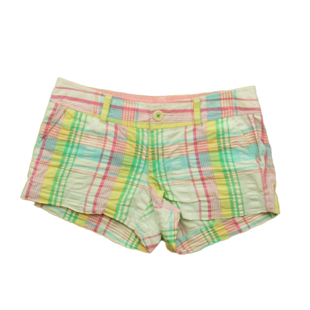 Lilly Pulitzer Girls White | Pink Plaid Shorts Size: Junior 0 White | Pink Plaid